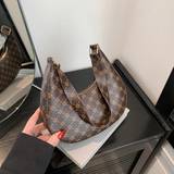 SHEIN One Retro Style Solid Color Crescent Shaped PU Zipper Shoulder Bag Suitable For Women Daily Work, Office And Business