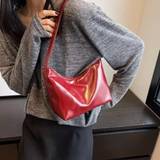 SHEIN Red Hobo Bag Fashion Zipper PU Lightweight , Burgundy Bag, Bag, & New Year Ideal Gift