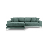 Jog venstrevendt chaiselong sofa i metal og chenille B286 x D242 cm - Sølvgrå/Mint