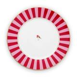 Plate Love Birds Stripes Red-Pink 26.5cm