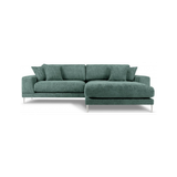 Jog højrevendt chaiselong sofa i metal og chenille B286 x D242 cm - Sølvgrå/Mint