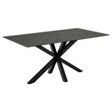 Sorgenfri spisebord 160 x 90 cm med sort keramisk bordplade og sort metalstel.