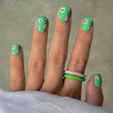 SHEIN 24pcs Short Red & White Flowers Pattern Fresh And Sweet Square Nails + 1pc Fruit Jelly Gel + 1pc Nail Buffing Block