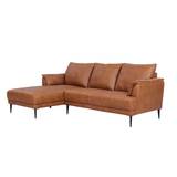 Jazz sofa med chaiselong til venstre i brun okselæder