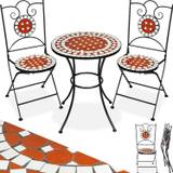 Cafésæt med mosaik, 2 stole + bord Ø 60 cm - brun