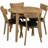 Spisebordssæt Genova spisebord 90-130 cm inkl. 4 Amino stole - Olieret eg / sort øko-læder + 3.00 x Møbelfødder