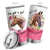 SHEIN 1pc I Am Just A Girl Who Love Horses Insulated Tumbler With Lid Stainless Steel Double Vacuum Coffee Tumbler Cup Travel Mug For Home, Office, Travel,