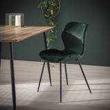 Blues- 4 Spisebordsstole i grøn velour og metal