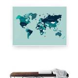 Verdenskort med lande (Petroleum I) Storformat / Plakat & Canvas