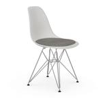 Vitra - Eames Plastic Chair DSR White Upholstered Seat Crome Legs Fabric Hopsak 23