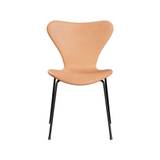 3107 stol, fuldpolstret Natur læder/sort stel af Arne Jacobsen