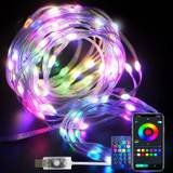 SHEIN Led Strip Lights 16ft-100ft, With App Controll And 24key Remote,With Timing Setting, Dimmable, Colorful Colors, Can Change Colors With Music, USB Plug