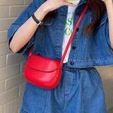 SHEIN 2024 Summer New Retro Red Saddle Bag Crossbody Small Bag Women's Versatile Simple Phone Bag