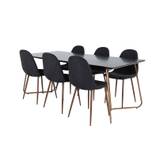 PippiCO spisebordssæt spisebord sort og 6 Polar stole sort.