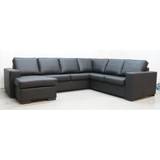 Solna XL U-sofa i bundet læder - Venstre + Pletfjerner til møbler
