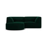 Ruby chaiselong sofa venstrevendt i velour B186 x D180 cm - Flaskegrøn