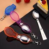 1set Portable Folding Tableware, Outdoor Travel Camping Tool, Pocket Spoon Fork