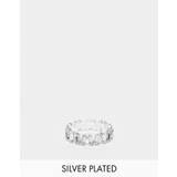 ASOS DESIGN - Sølvbelagt ring med baguetteformede krystaller