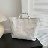SHEIN White Large Capacity Transparent Jelly Bag PVC Waterproof Handbag Shopping Bag Korean Version Unisex Tote Bag INS Fashionable Retro Casual Street Styl