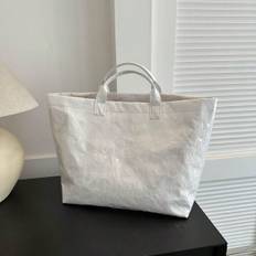 White Large Capacity Transparent Jelly Bag PVC Waterproof Handbag Shopping Bag Korean Version Unisex Tote Bag INS Fashionable Retro Casual Street Styl - White