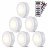 6-pak LED-lys Trådløse Varm hvid 4000k Dæmpbar LED-natlys Batteridrevet og fjernbetjening LED Spotlight-belysning til køkken soveværelse