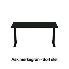 Kinnarps Oberon Hæve/sænke Skrivebord D 80 x L 140 Cm Ask Mørkegrøn Sort