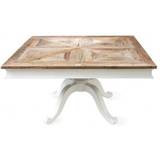 Spisebord i genanvendt elmetræ 150 x 150 cm - Antik hvid/Natur