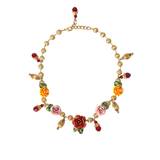 Dolce & Gabbana Multicolor Roses Crystals Gold Ball Chain Necklace - Color_Multifarver, Crystal, Dame, Dolce & Gabbana, Material: Brass, Multicolor, Multifarver, Necklaces - Women - Jewelry, new-with-tags, Smykker - ONESIZE
