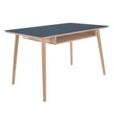 Skrivebord med linoleumstop og massiv egetræs hylde - Buffalo - smokey blue