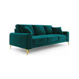 Larnite 4-personers sofa i velour B237 cm - Guld/Turkis