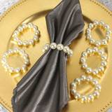 SHEIN 6pcs Simple And Stylish Pearl Bead Napkin Rings/Table Decorations For Household And Professional Use (Kitchen, Restaurant, Hotel, Event, Party, Weddin