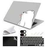 SHEIN 5 In 1 Printed Bear Licking Logo Laptop Case Compatible With MacBook Air Pro 13.3 13.6 14.2 15.4 15.3 16.2 Inch M1 M2 M3 Pro/Max Chip With Retina XDR