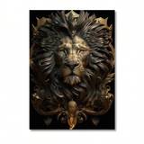 SHEIN 1pc Black Gold Lion Tiger Canvas Painting Metal Poster Wall Art Nordic Elephant Horse Whale Aesthetic Picture For Living Room Decor No Frame