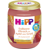 HiPP Økologisk jordbær-fersken i æble med semulje 99.69 DKK/1 kg (6 x 160.0g)