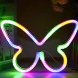 SHEIN 1PC LED Butterfly Neon Lights, Electronic Bright Butterfly Neon Lights, Suitable For Daily, Festive Valentine's Day Decoration Indoor Outdoor Living R