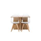 LEO Spisebord 100*75 - Oaklook / Oaklook MDF +Edvin Spisestol - Natur / Pet (sædepude hvid) kæledyrsoverflade, sæde med sædvanlig svamp _4