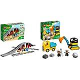 LEGO 10872 DUPLO Eisenbahnbrücke und Schienen-Set, ab 2 Jahren & 10931 DUPLO Bagger und Laster Spielzeug mit Baufahrzeug für Kleinkinder ab 2 Jahren zur Förderung der Feinmotorik, Kinderspielzeug