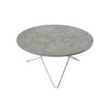 OX Denmarq O Table Sofabord Ø: 80 cm - Stainless Steel/Grey Marble