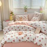 SHEIN 4pcs/Set, High-End Soft & Breathable Floral Princess-Style Small Floral Bedding Set For Girls (1 Duvet Cover + 1 Bedsheet + 2 Pillowcases), No Filling