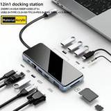 SHEIN Acrylic Docking Station, 12-in-1 USB C Docking Station Hub with HDMI,VGA,100W PD, Ethernet, Card Reader Compatible with iPhone 15, MacBook Pro, XPS, D