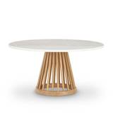 Tom Dixon - Fan Large Natural Side Table, Rund toppskiva i marmor Ø90 - Vit