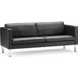 Base Sofa 3 pers, Sort læder, L 204 cm