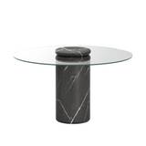 Karakter - Castore dining table Ø130, Pietra Grey / clear glass