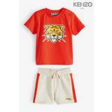 KENZO KIDS Baby Red Tiger Varisty Logo Print Short Sleeve Top and Shorts Set