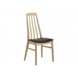 Casø Eva spisebordsstol (sort læder sæde, hvidolieret eg)