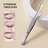 SHEIN Round-Tip Eyebrow Tweezers, 1pc Stainless Steel Precision Tweezer For Eyebrow, Beard, And Eye Care, Suitable For Both Women And Men