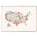 Plakat - kort over USA