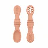 SHEIN 1 Pair Of Silicone Baby Food Scoop Spoons With Rice Hole, Baby Feeding Spoon, Tableware Set For Mother And Baby, Suitable For Daily Use