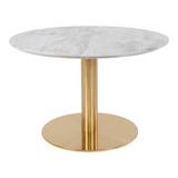 Bolzano Sofabord - Sofabord med top i marmor look og messing ben ø70x45cm