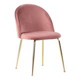 MenaTrend Geneve spisebordsstol i rosa velour med messing ben